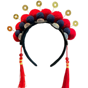 新年过年头饰国风可爱发箍红色头饰儿童拍照拜年发卡古风女童头箍