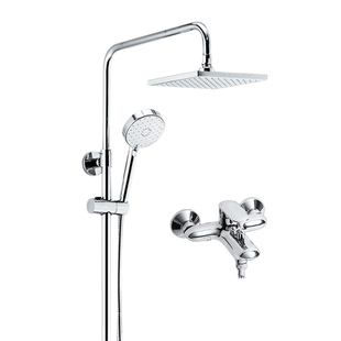 科勒卫生间三出水淋浴柱方型大顶喷可升降花洒套装K-77365T-B4-CP