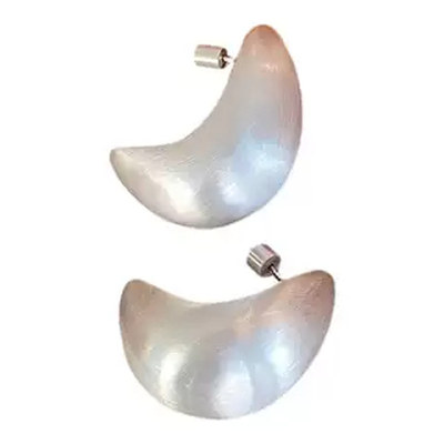 lisawang同款小众设计925银针拉丝宽面拱门耳环Orbit宽面气质轻奢