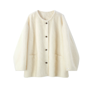 CHIC ZHI25冬季新品 绵羊毛拉毛围巾短款大衣小个子温柔保暖大衣