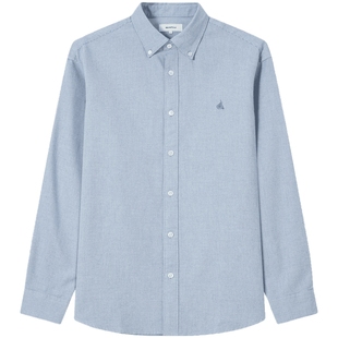 BEANPOLE滨波 男士微千鸟格美拉蓝商务通勤休闲简约翻领长袖衬衫