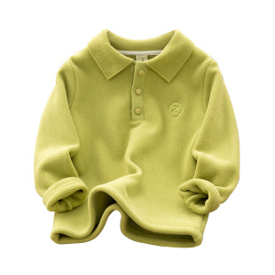 男童加绒卫衣秋冬儿童POLO衫男大童抓绒保暖德绒上衣摇粒绒打底衫