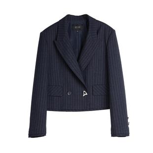 ELLE法式高级感短款条纹西装外套女2025秋季新款通勤风时髦西服