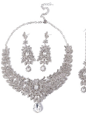 印度新娘婚礼水钻眉心坠项链耳环