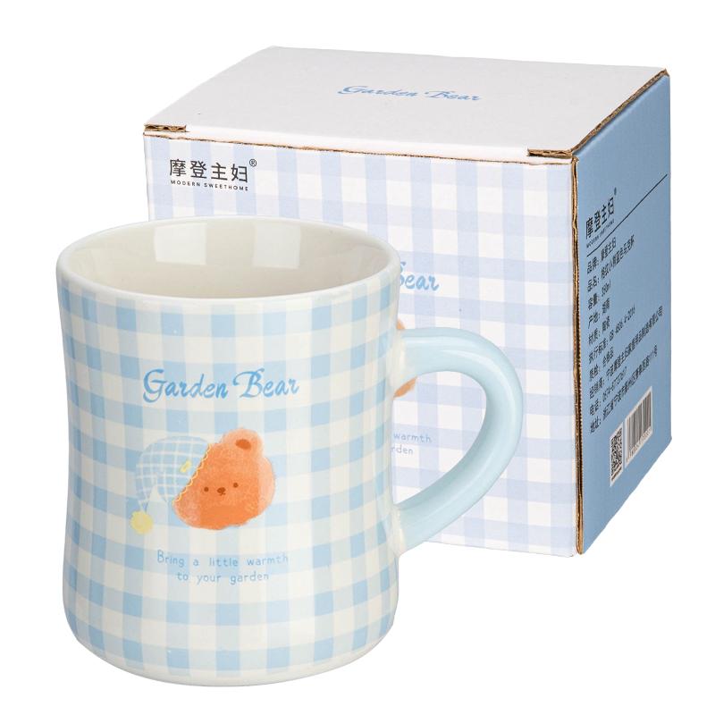 摩登主妇陶瓷马克杯家用喝水杯女生高颜值可爱牛奶早餐杯咖啡杯子