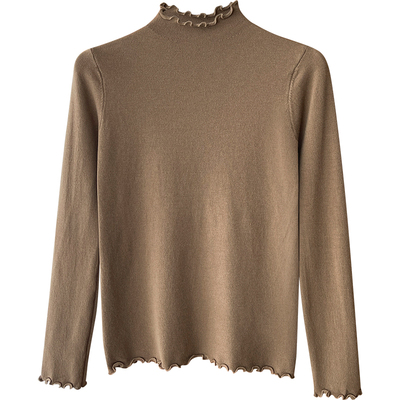 日韩系软糯木耳花边领百搭针织衫