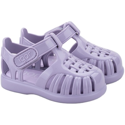 igor西班牙新款儿童亚光面罗马凉鞋魔术贴透气玩水沙滩朔溪凉拖鞋
