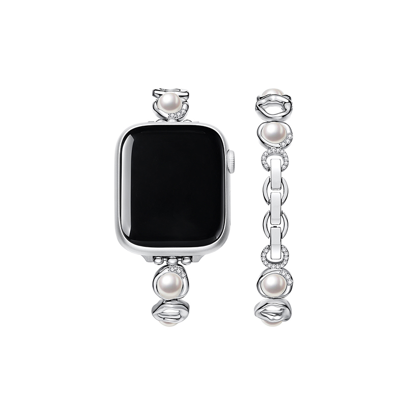 ZEGL设计师适用苹果iwatchS10智能运动表带applewatchS9手表链人造珍珠手链女轻奢小众精致SE腕带S8可调节