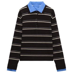 【新品】Woolmark认证OCHIRLY欧时力可拆领条纹polo毛衣2025冬