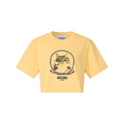 【限时特享】Moschino Jeans 26早春 女士宽松短款印花T恤