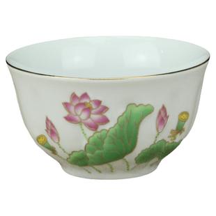 陶瓷供杯 供佛水碗浮雕莲花碗供佛斋碗七宝碗八吉祥供杯供碗摆件