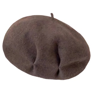 日系复古羊毛呢贝雷帽子女秋冬季大头围优雅保暖画家帽洋气显脸小