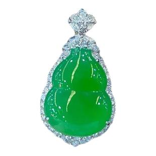 玉髓葫芦吊坠冰种阳绿锁骨链挂件水润起光精美时尚缅甸奢华气质款
