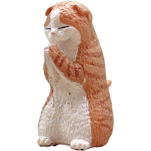 有货 YELL 祈福的猫咪扭蛋 可爱 合掌猫 大号 迷你摆件 动物公仔