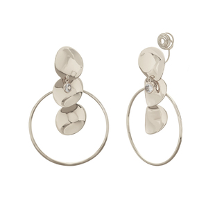 欧美设计金属圆片吊坠耳环气质独特大气圆圈夸张蚊香盘耳夹无耳洞