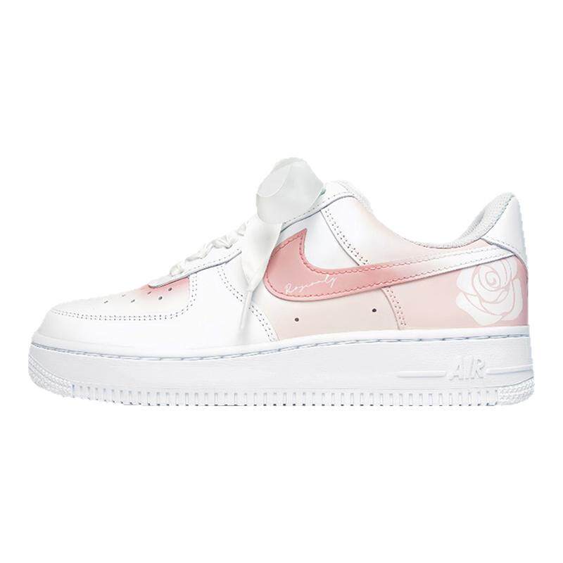 球鞋定制Nike Air Force 1AF1玫瑰之名 清新浪漫丝绸 低帮男女鞋