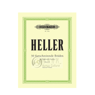海勒 循序渐进的钢琴练习曲 30首 op46 独奏带指法 彼得斯原版进口乐谱书 Heller Progressive Studies Piano EP3562