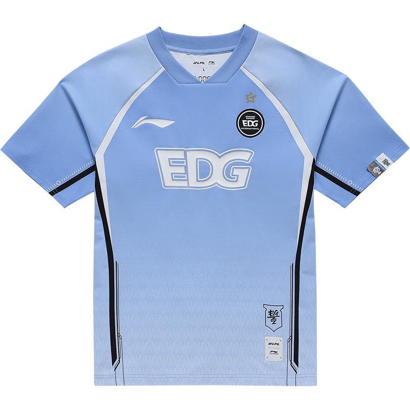 李宁LPL 官方赛季EDG战队炫彩队服短袖T恤男女同款经典V领运动服