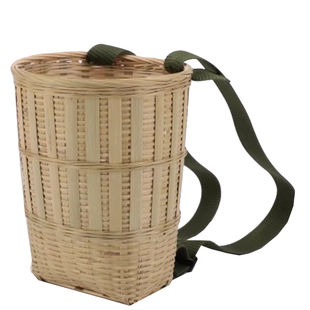 竹编圆背篓茶叶精编竹筐采摘舞蹈道具收纳筐小号特大号加厚承重强