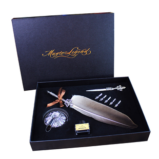 菲比羽墨 欧式复古英伦蘸水鹅毛羽毛笔拆信刀信封信纸套装教师节