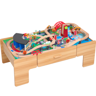 火车轨道积木桌多功能儿童学习桌拼装玩具益智游乐园幼儿园游戏桌