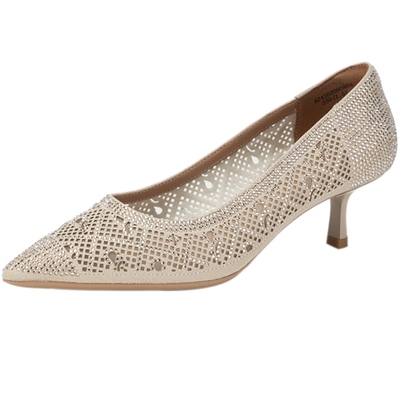 千百度镂空钻细浅口单鞋