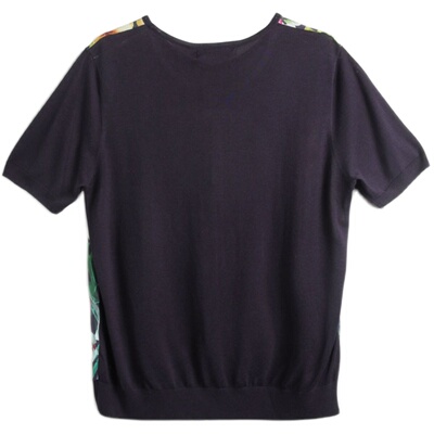 胖太太大码女装春夏季新款圆领植物花卉图案针织小衫潮622106210