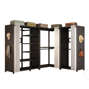 金属洞洞板衣柜家用卧室步入式挂衣架小户型收纳柜靠墙转角衣帽架