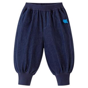 迷你巴拉巴拉男童裤子2025秋季宝宝宽松休闲可爱灯笼裤仿牛仔长裤