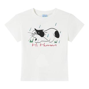 CryingCenter 你好小猫印花正肩弹力修身辣妹短袖 哭喊中心