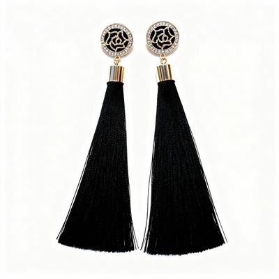复古港风丝绒流苏耳环女耳钉长款