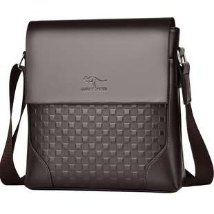 男士单肩包斜跨包包商务竖款休闲韩版二层牛皮男款大容量真皮男包