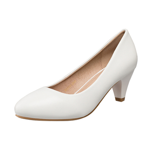 职业高跟鞋女礼仪尖头浅口单鞋白色中跟细跟空乘空姐鞋正装工作鞋