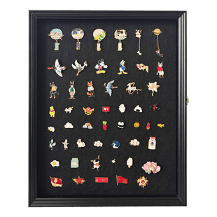 徽章收纳框毛毡胸章收藏展示板防尘翻盖相框徽章展示框