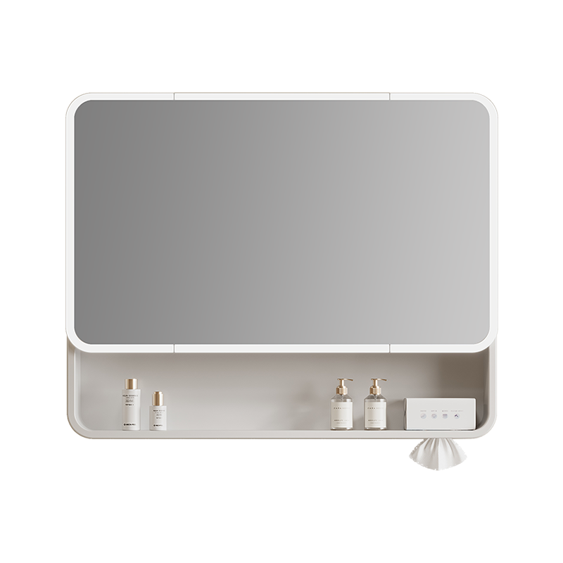 加高圆弧浴室镜柜单独卫生间挂墙式半封智能带灯储物梳妆镜抽纸孔