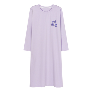 全棉睡裙女裙子秋季纯棉中长款连衣裙休闲宽松睡衣裙子秋天家居服