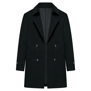 皮尔卡丹男士中长款羽绒西服高端西装羊毛呢子外套大衣中年爸爸装