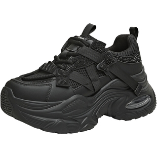 天美意水钻厚底增高老爹鞋运动鞋女加绒休闲鞋2025冬新款BM181DM5