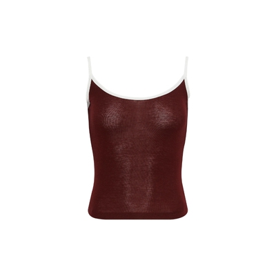 oneup撞色花边天丝羊毛吊带背心