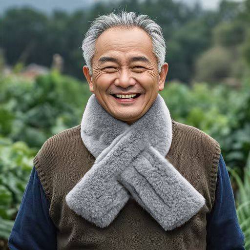 速暖围巾男士中老年防风秋冬季加厚保暖毛绒围脖爷爷爸爸护颈围巾