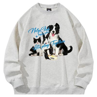 小尼力猫咪小狗圆领卫衣