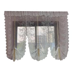 提拉蕾丝网纱窗帘门帘魔术贴扇形罗马帘隔断纱帘卧室窗帘半帘短帘