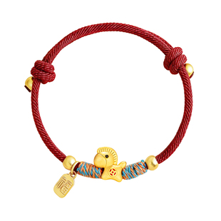 九华山2026马年本命年红绳招财手链999足银生肖马手工编织男女款