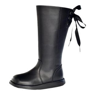 贝然儿童靴女童高筒靴长筒靴棉靴单靴烟筒靴马丁靴公主靴黑色皮靴