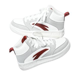 安踏板鞋女高帮复古皮面冬季保暖厚底2025秋冬新款百搭运动休闲鞋