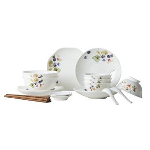 艾格恩秋实2025新款釉中彩骨瓷餐具套装轻奢家用陶瓷碗碟盘高级感