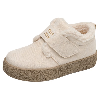 魔术贴短筒雪地靴女加绒保暖棉鞋