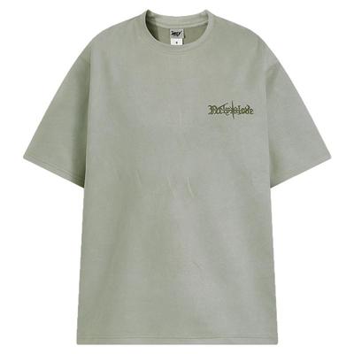 NELY小尼力美式重磅麂皮绒短袖t恤男女情侣潮牌字母刺绣宽松体恤