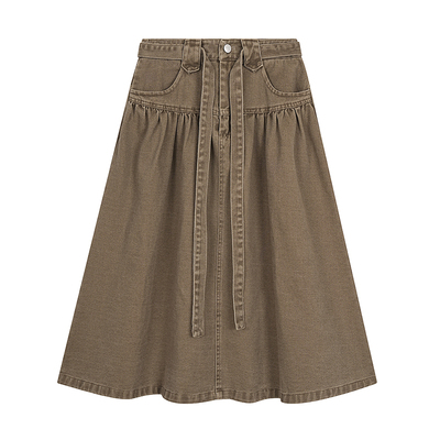 夏季新款复古水洗做旧半身裙女