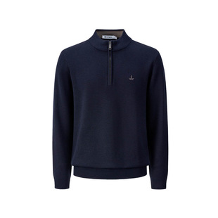 Navigare意大利小帆船半开领针织衫男士秋冬新款通勤加绒毛衣